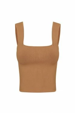 Shona Joy BASIC SQUARE NECK TOP -TAN