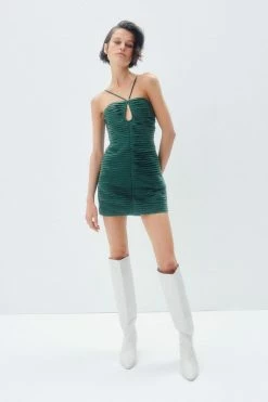 Shona Joy THÉA LINEN KEYHOLE MINI DRESS - ROSEMARY DRESSES