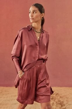 Shona Joy SHORTS & PANTS THALIA HIGH WAISTED TAILORED SHORT - SANGRIA