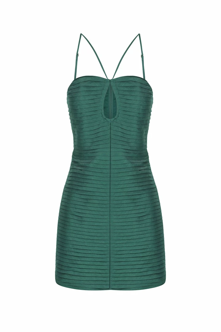 Shona Joy THÉA LINEN KEYHOLE MINI DRESS - ROSEMARY DRESSES