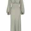 Shona Joy DRESSES LUXE TWIST FRONT BALLOON SLEEVE MIDI DRESS - EUCALYPTUS