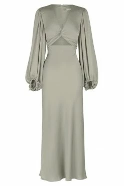 Shona Joy DRESSES LUXE TWIST FRONT BALLOON SLEEVE MIDI DRESS - EUCALYPTUS
