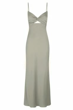 Shona Joy LUXE TWIST FRONT SLEEVELESS MIDI DRESS - EUCALYPTUS DRESSES