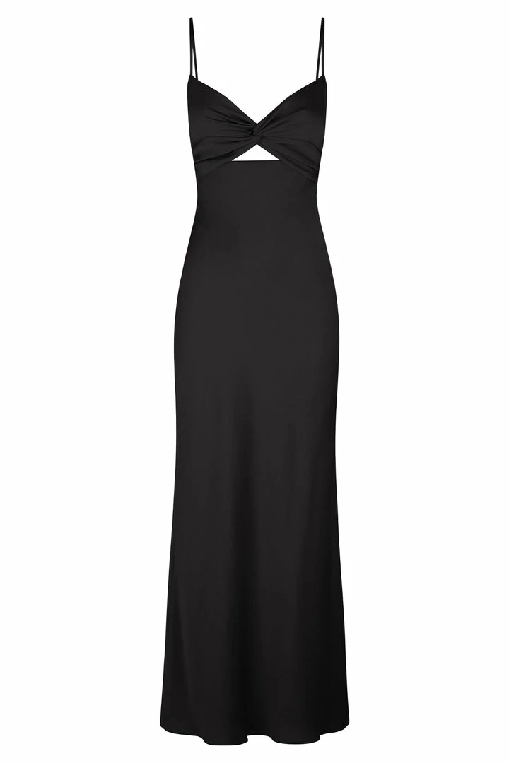 Shona Joy LUXE TWIST FRONT SLEEVELESS MIDI DRESS - ONYX