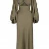 Shona Joy DRESSES LUXE TWIST FRONT BALLOON SLEEVE MIDI DRESS - PINE