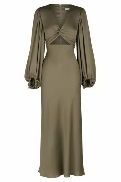 Shona Joy DRESSES LUXE TWIST FRONT BALLOON SLEEVE MIDI DRESS - PINE