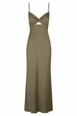 Shona Joy LUXE TWIST FRONT SLEEVELESS MIDI DRESS - PINE