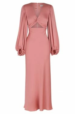 Shona Joy DRESSES LUXE TWIST FRONT BALLOON SLEEVE MIDI DRESS - ROSE