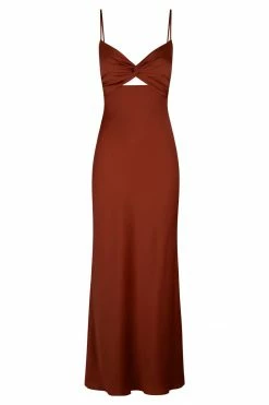 Shona Joy LUXE TWIST FRONT SLEEVELESS MIDI DRESS - SANGRIA DRESSES
