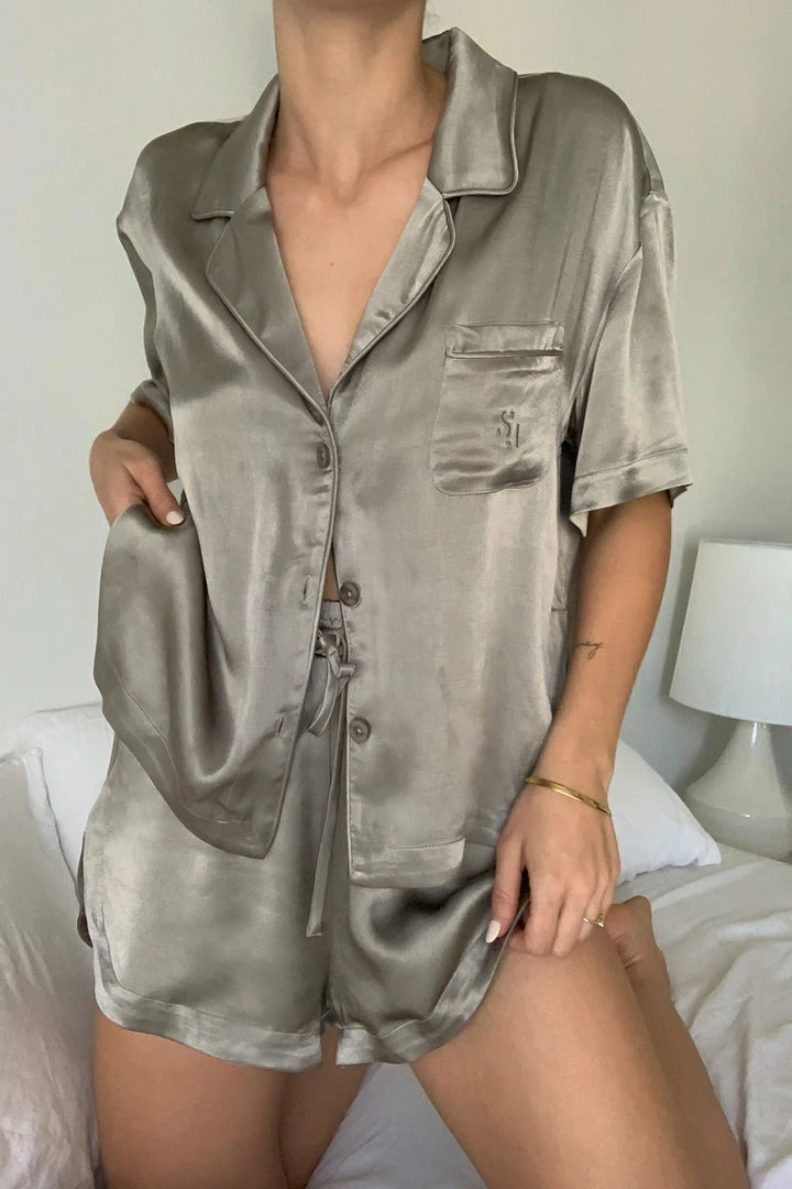 Shona Joy SHORTS & PANTS LA LUNE LOUNGE SHIRT SET - SAGE