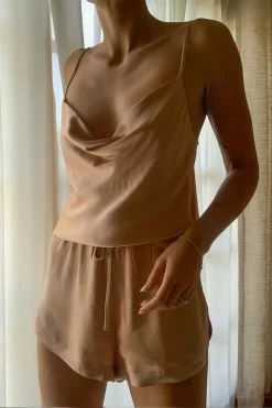 Shona Joy SHORTS & PANTS LA LUNE LOUNGE CAMI SET - DESERT ROSE