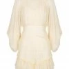Shona Joy VICTORIA LONG SLEEVE RUCHED MINI DRESS - CREAM