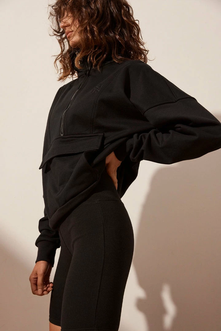 Shona Joy TOPS SJ LOGO ZIP UP JUMPER - BLACK