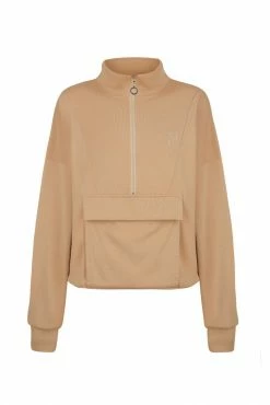 Shona Joy SJ LOGO ZIP UP JUMPER - TAN