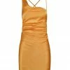 Shona Joy DRESSES ALMA ASYMMETRICAL BIAS COWL MINI DRESS - TURMERIC