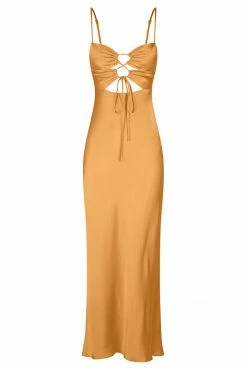 Shona Joy DRESSES ALMA LACE UP MIDI DRESS - TURMERIC