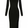 Shona Joy BASIC LONG SLEEVE MIDI DRESS - BLACK DRESSES