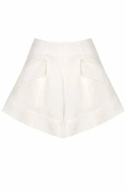 Shona Joy BONITA LINEN FLARED SHORTS - IVORY