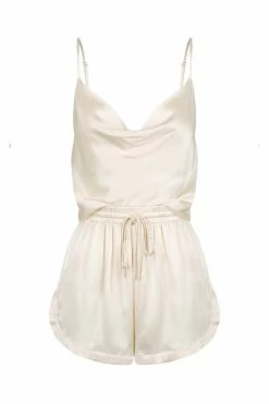 Shona Joy LA LUNE LOUNGE CAMI SET - CREAM SHORTS & PANTS