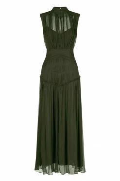 Shona Joy DRESSES CLEMENCE HIGH NECK MIDI DRESS - OLIVE