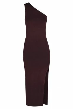 Shona Joy BASIC ONE SHOULDER MIDI DRESS - COCOA