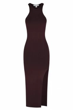 Shona Joy BASIC RACER BACK MIDI DRESS - COCOA BASICS