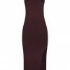 Shona Joy BASIC SQUARE NECK MIDI DRESS - COCOA