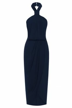 Shona Joy DRESSES CORE KNOT DRAPED DRESS - NAVY