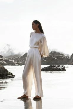 Shona Joy LA LUNE COWL BACK BALLOON SLEEVE BLOUSE - CREAM TOPS