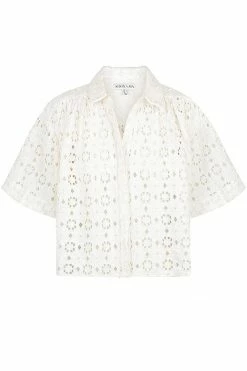 Shona Joy TOPS FRYDA LINEN SHORT SLEEVE SHIRT - RICE