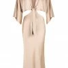 Shona Joy DRESSES LA LUNE TIE FRONT BIAS MIDI DRESS - GOLD