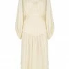 Shona Joy IRIS LONG SLEEVE OPEN BACK MIDI DRESS - CREAM DRESSES