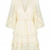 Shona Joy DRESSES IRIS BALLOON SLEEVE FRILL MINI DRESS - CREAM