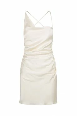 Shona Joy LA LUNE ASYMMETRICAL BIAS COWL MINI DRESS - CREAM