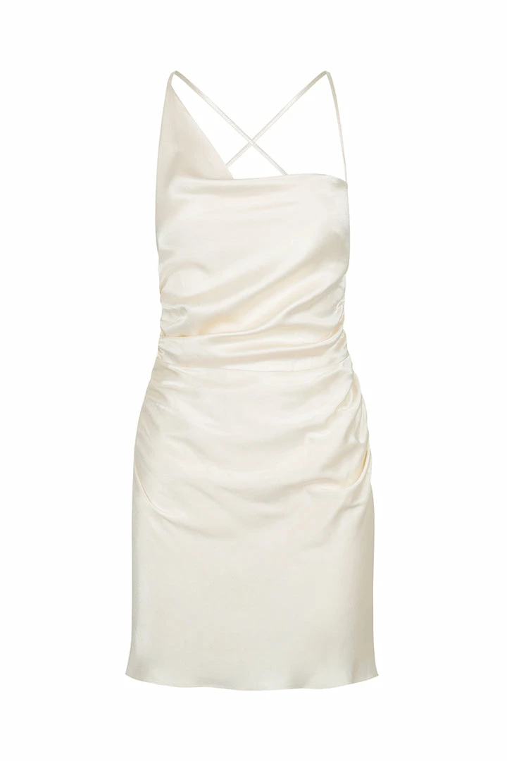 Shona Joy LA LUNE ASYMMETRICAL BIAS COWL MINI DRESS - CREAM