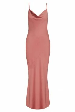Shona Joy LUXE BIAS COWL SLIP DRESS - ROSE DRESSES