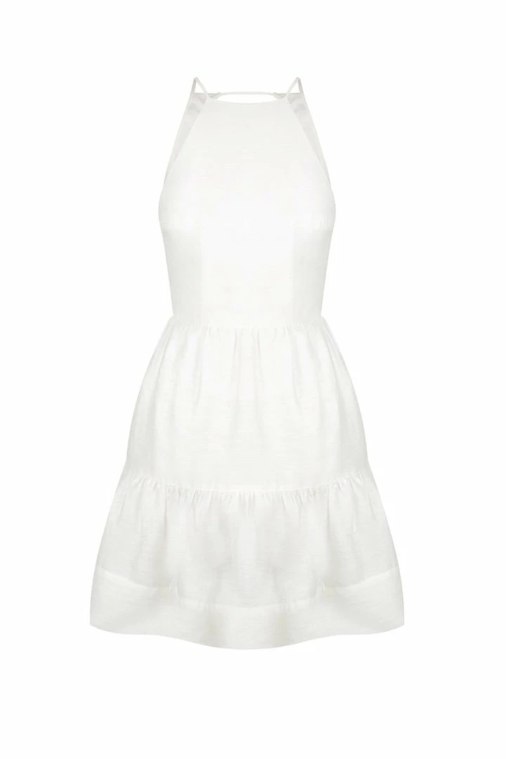 Shona Joy MAYA OPEN BACK TIERED MINI DRESS - IVORY
