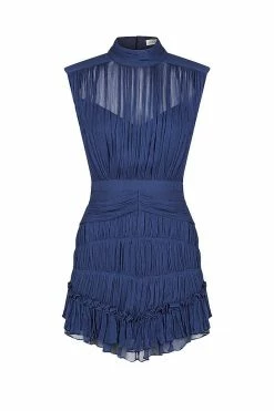 Shona Joy SAFIRA SLEEVELESS RUCHED MINI DRESS - AGEAN BLUE