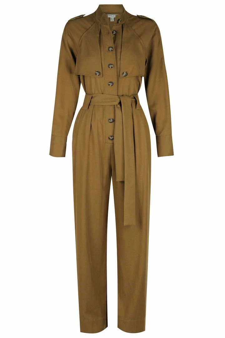 Shona Joy SARA HIGH NECK BOILER SUIT - TAPENADE JUMPSUITS