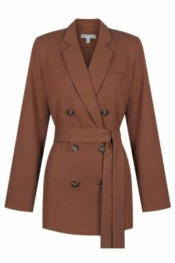 Shona Joy SARA DOUBLE BREASTED BLAZER - CHESTNUT