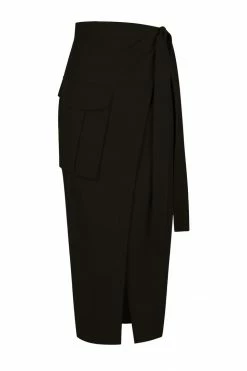 Shona Joy SKIRTS SARA WRAP MIDI SKIRT - BLACK