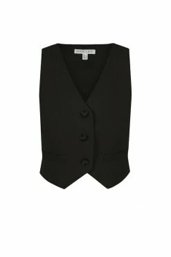Shona Joy SARA TAILORED FITTED VEST - BLACK