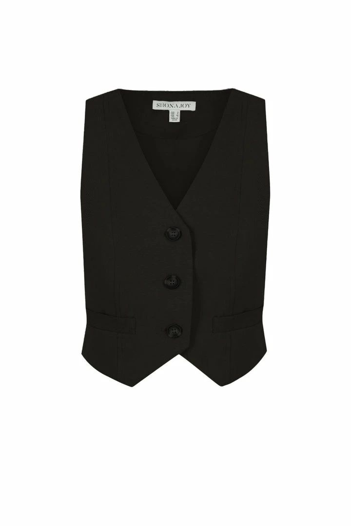 Shona Joy SARA TAILORED FITTED VEST - BLACK