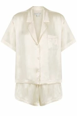 Shona Joy LA LUNE LOUNGE SHIRT SET - CREAM SHORTS & PANTS