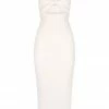 Shona Joy SIMONE FITTED CUT OUT MIDI DRESS - IVORY