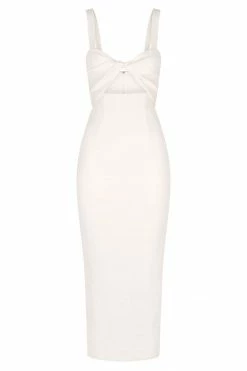 Shona Joy SIMONE FITTED CUT OUT MIDI DRESS - IVORY