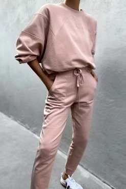 Shona Joy TOPS SJ LOGO BATWING SWEATER - ROSE DUST