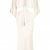 Shona Joy LA LUNE TIE FRONT BIAS MIDI DRESS - CREAM