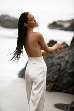 Shona Joy LA LUNE TUXEDO TROUSER - CREAM SHORTS & PANTS