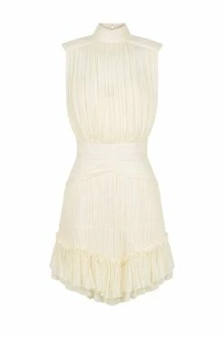 Shona Joy DRESSES VICTORIA SLEEVELESS RUCHED MINI DRESS - CREAM